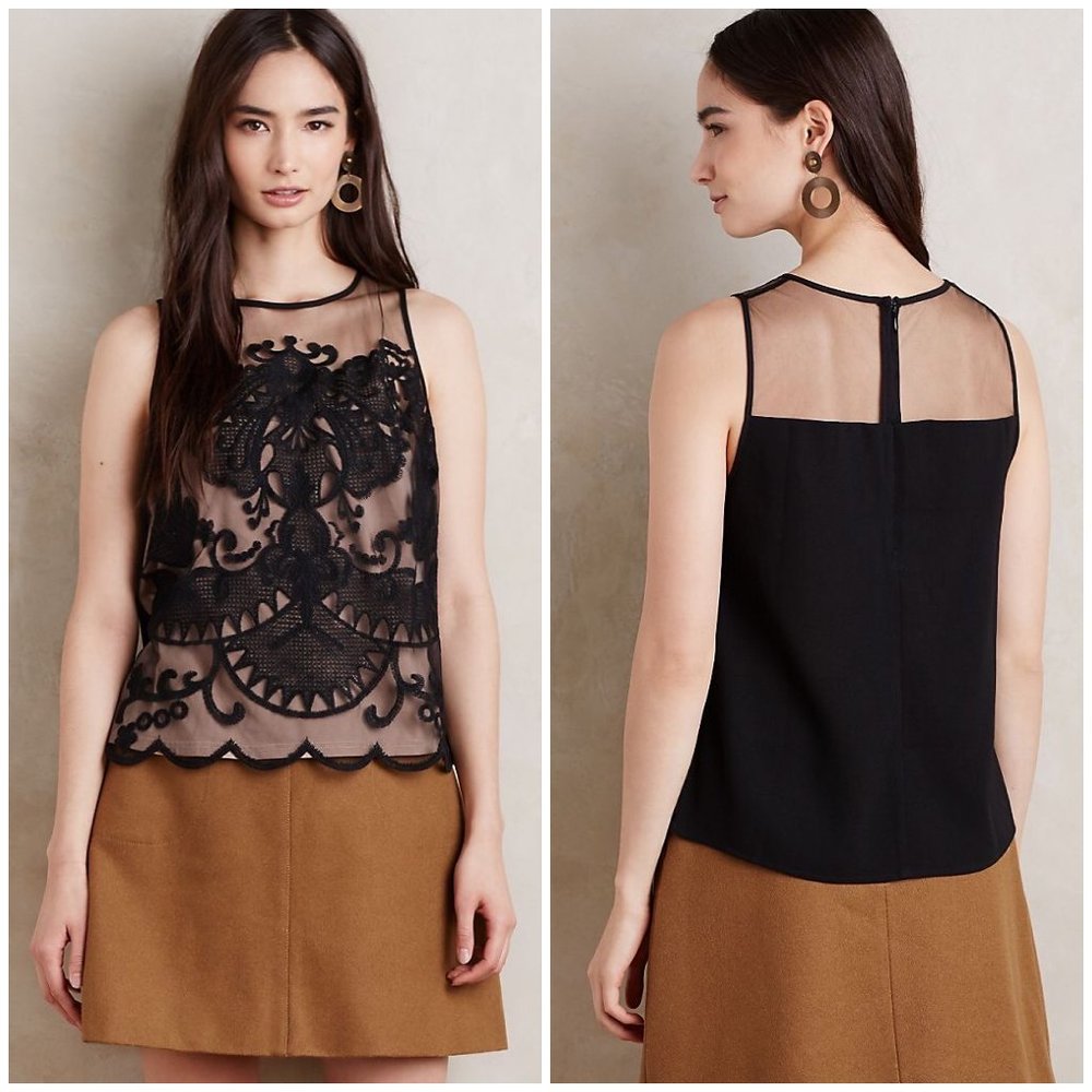 Anthropologie Greylin Damask Shell Blouse Top